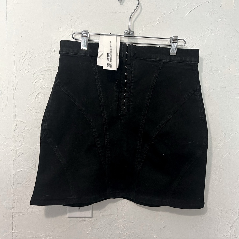 NWT Zara Black Denim Mini Skirt